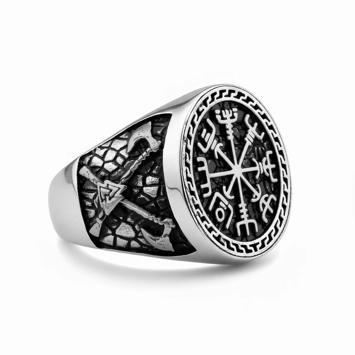 Vegvisir Rune Ring in Stainless Steel