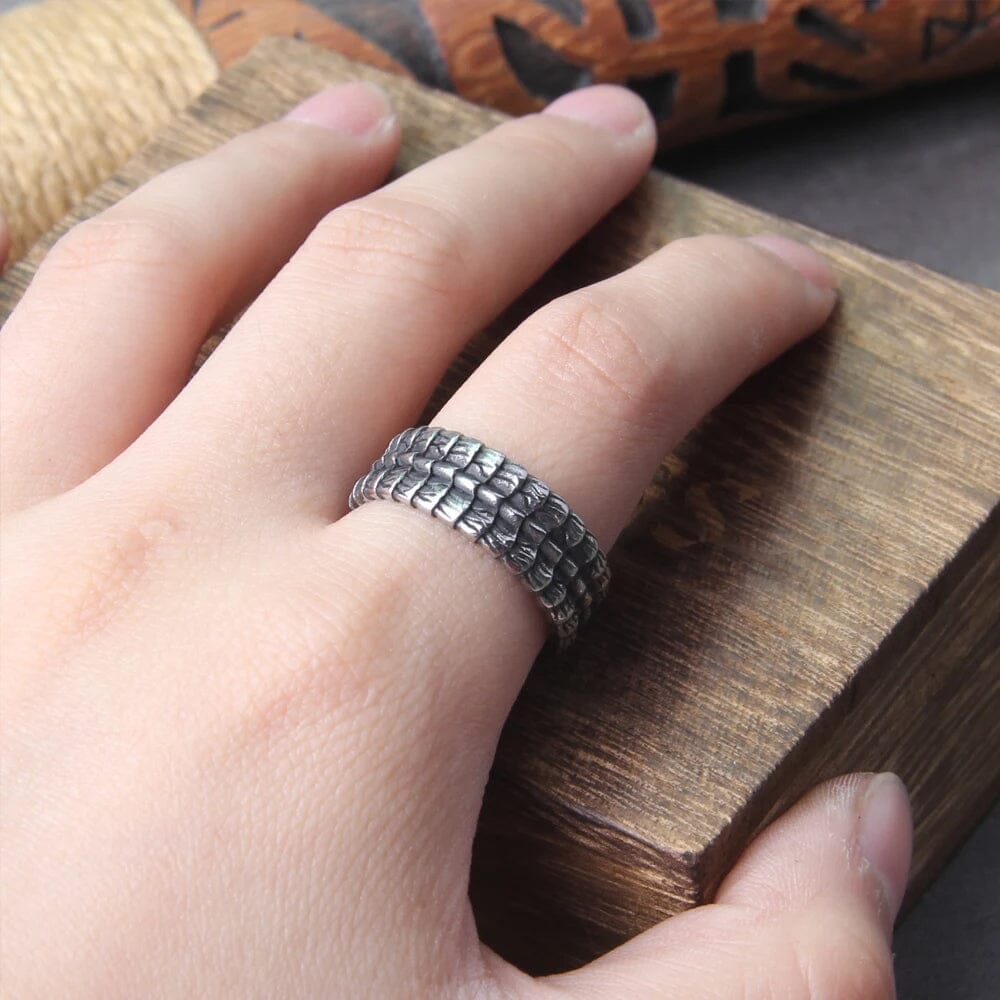Dragon Scales Ring in Stainless Steel Ring Skaldic Jewelry