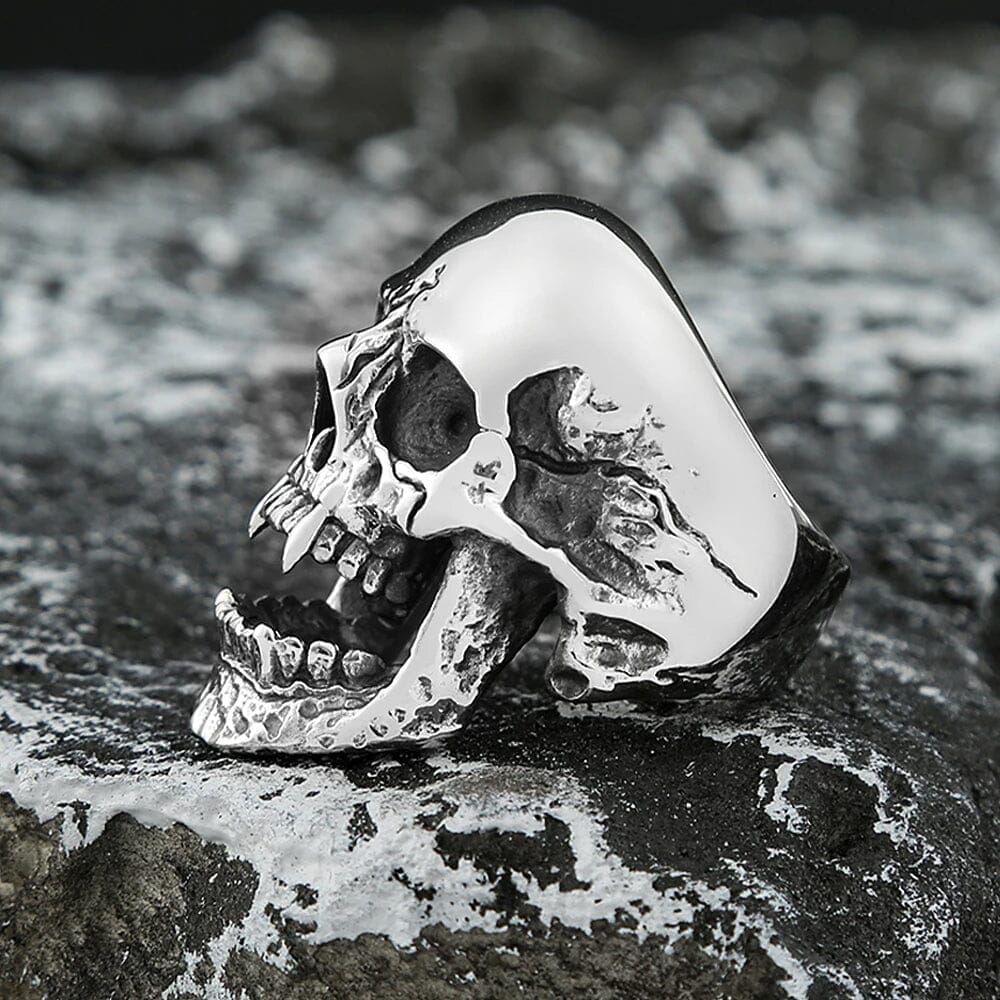 Viking Warrior Skull Ring in Stainless Steel Ring Skaldic Jewelry