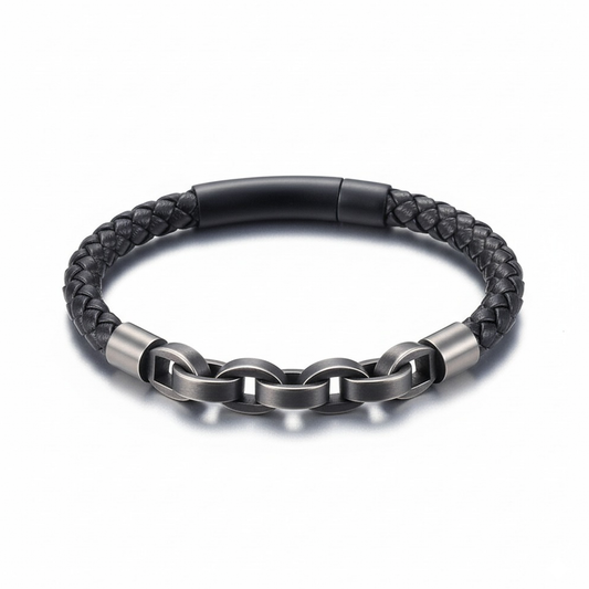 Viking Chain & Leather Bracelet