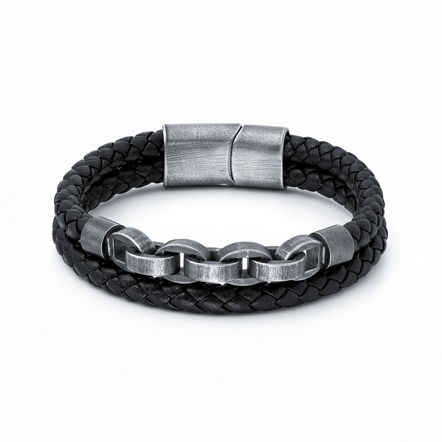 Viking Bold Chain & Leather Bracelet