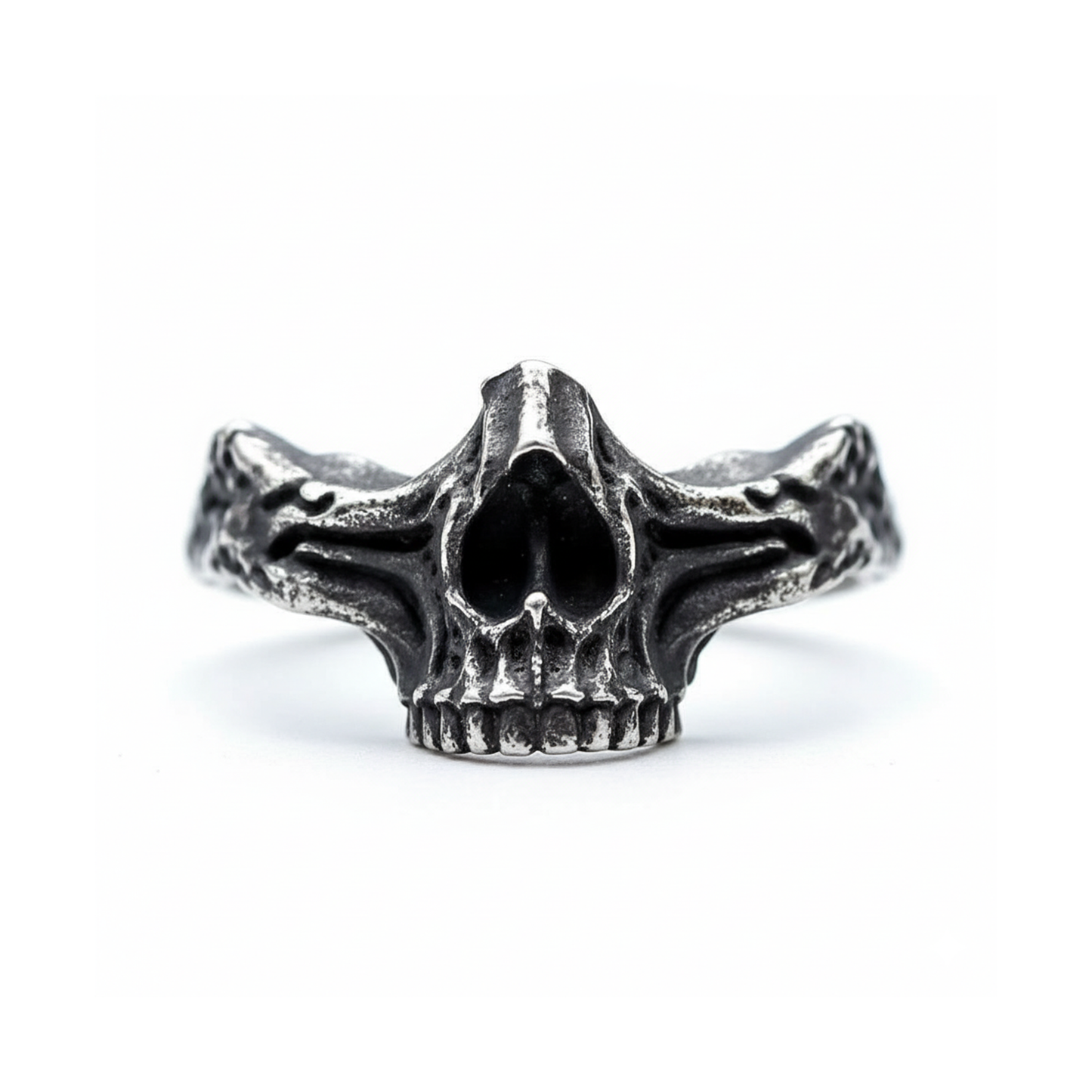 Broken Skull Aged Stainless Steel Ring
