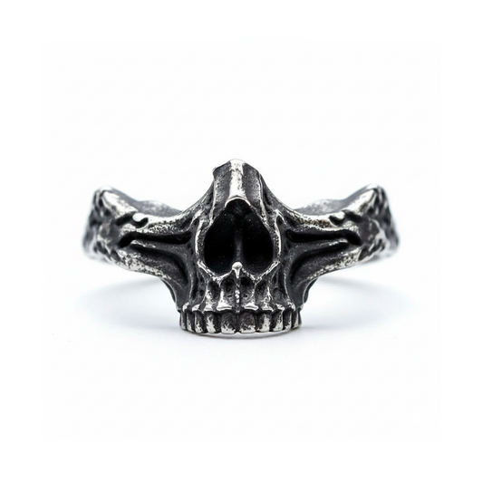 Broken Skull Aged Stainless Steel Ring