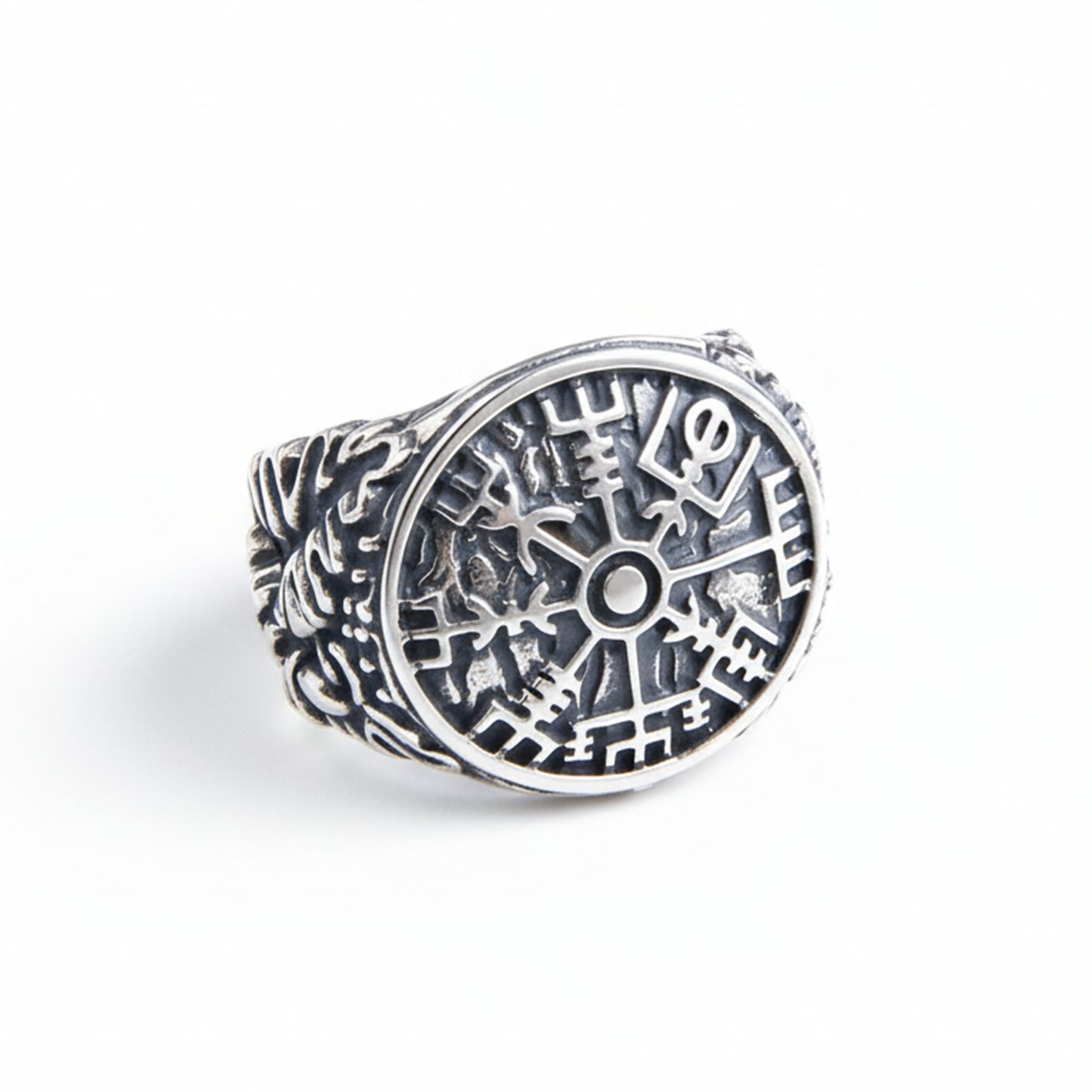 Vegvisir Rune Ring in Silver