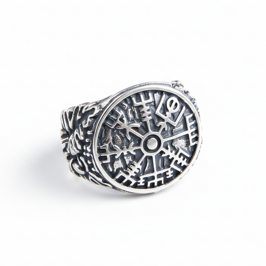 Vegvisir Rune Ring in Silver