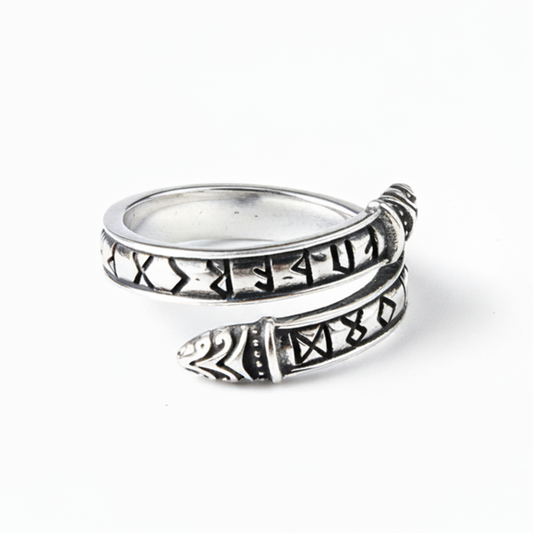 Snake Rune Ring in Silver