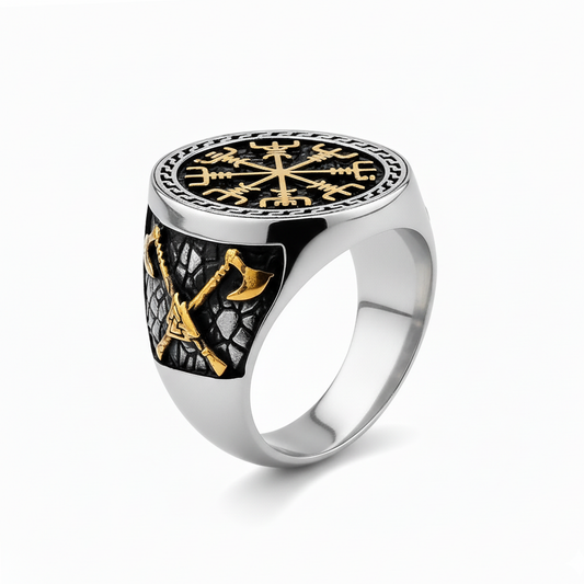 Vegvisir Rune Ring in Stainless Steel