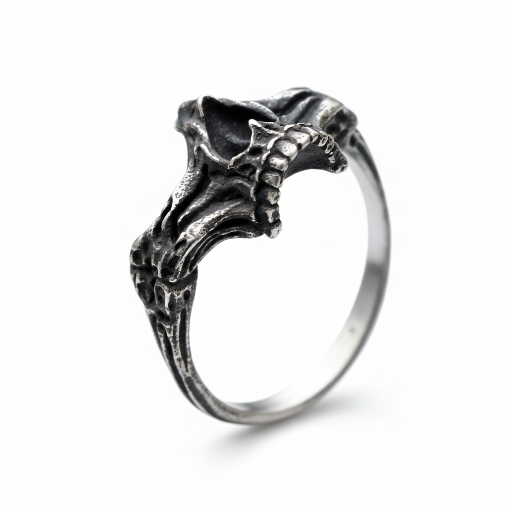 Broken Skull Aged Stainless Steel Ring