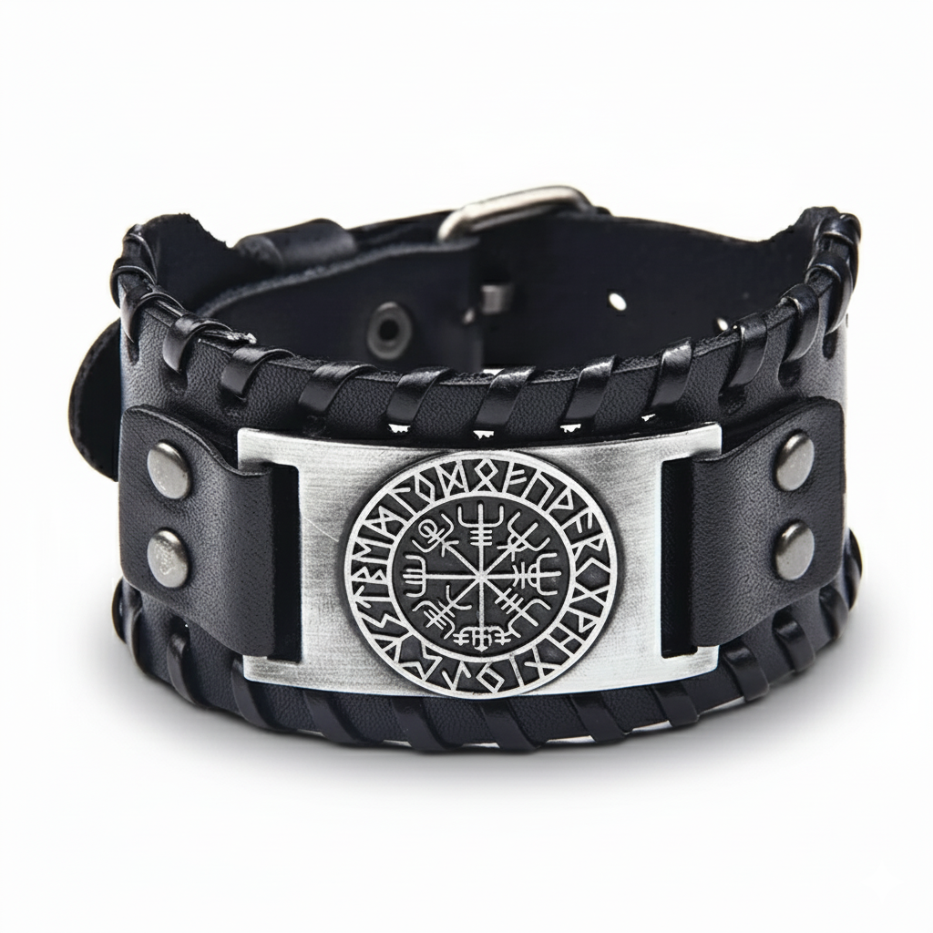 Nordic Compass Leather Bracelet