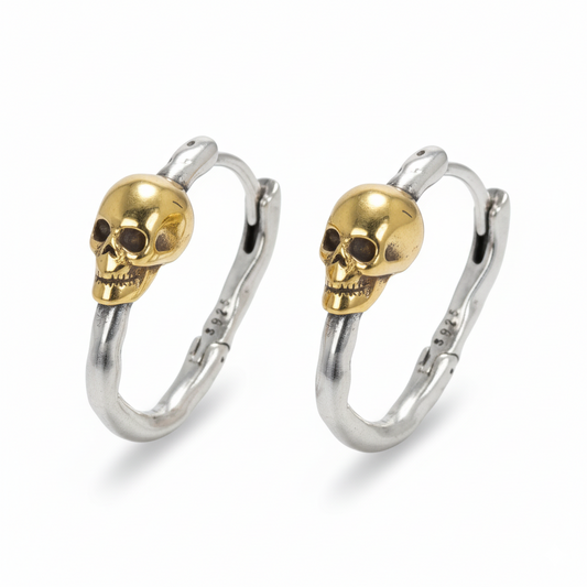 Gothic Skull Earrings in Silver