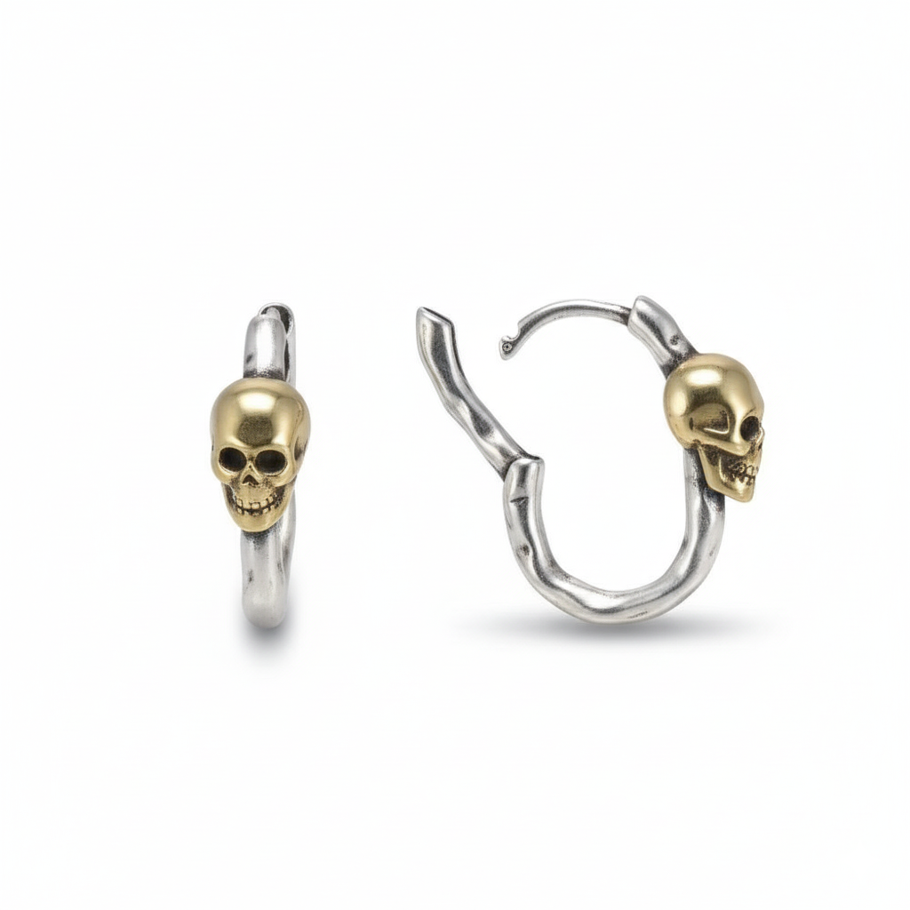 Gothic Skull Earrings in Silver