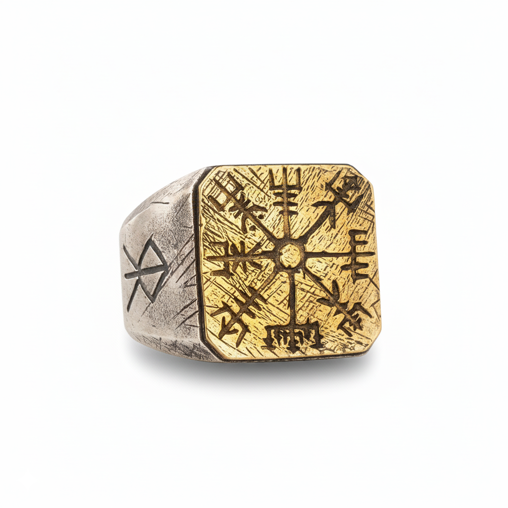 Vegvisir Viking Compass Ring in Silver