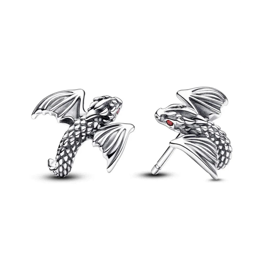 Mini Dragon Stud Earrings in Silver