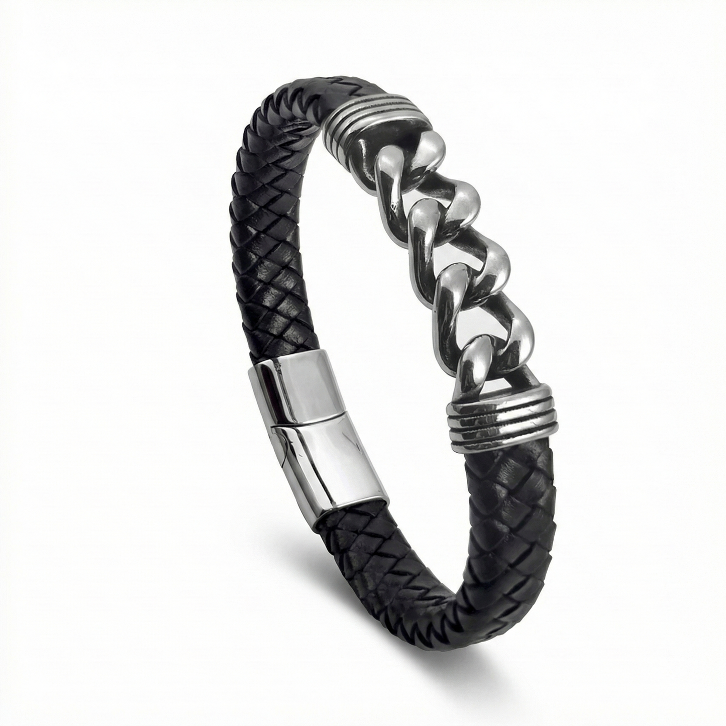 Sentinel Chain & Leather Bracelet