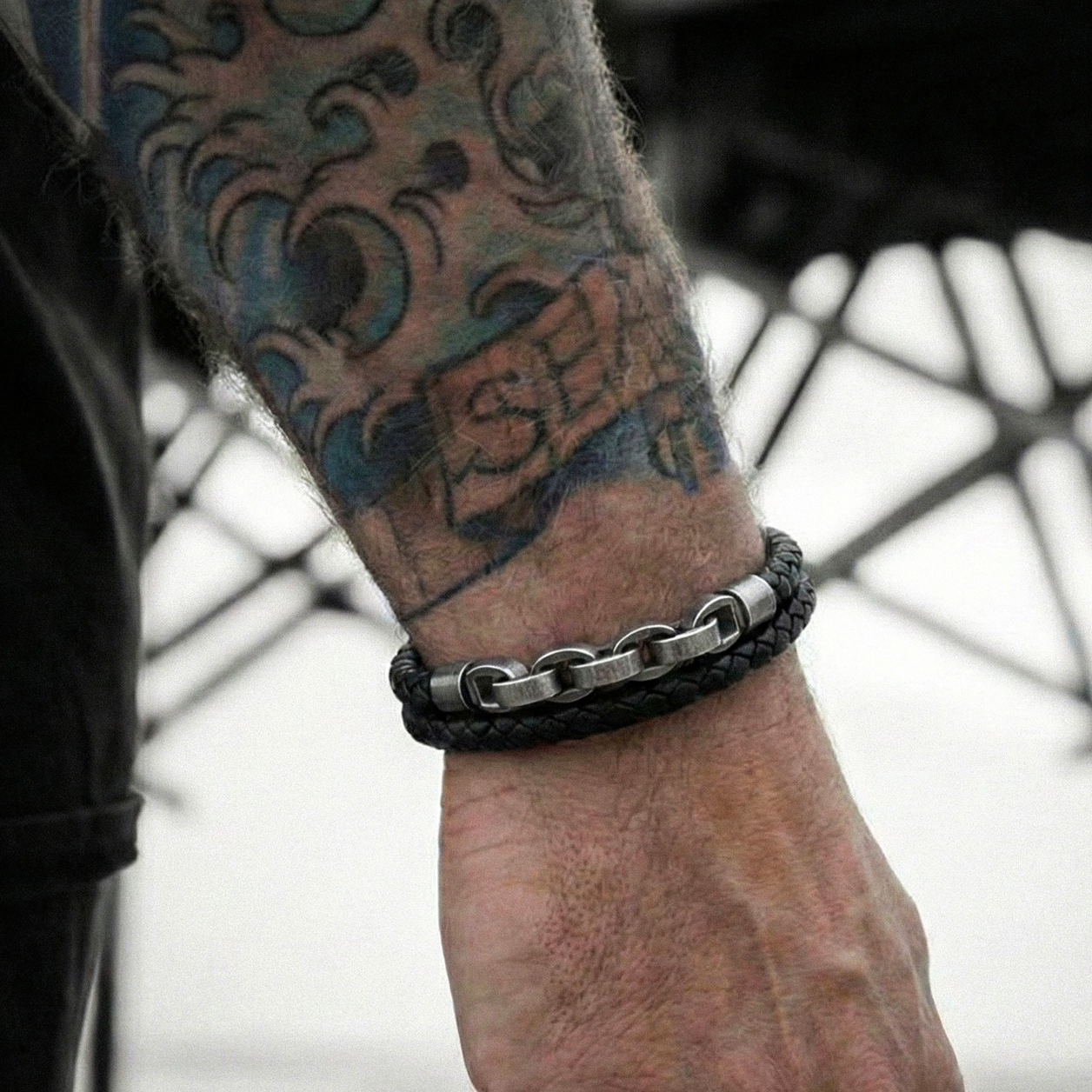 Viking Bold Chain & Leather Bracelet