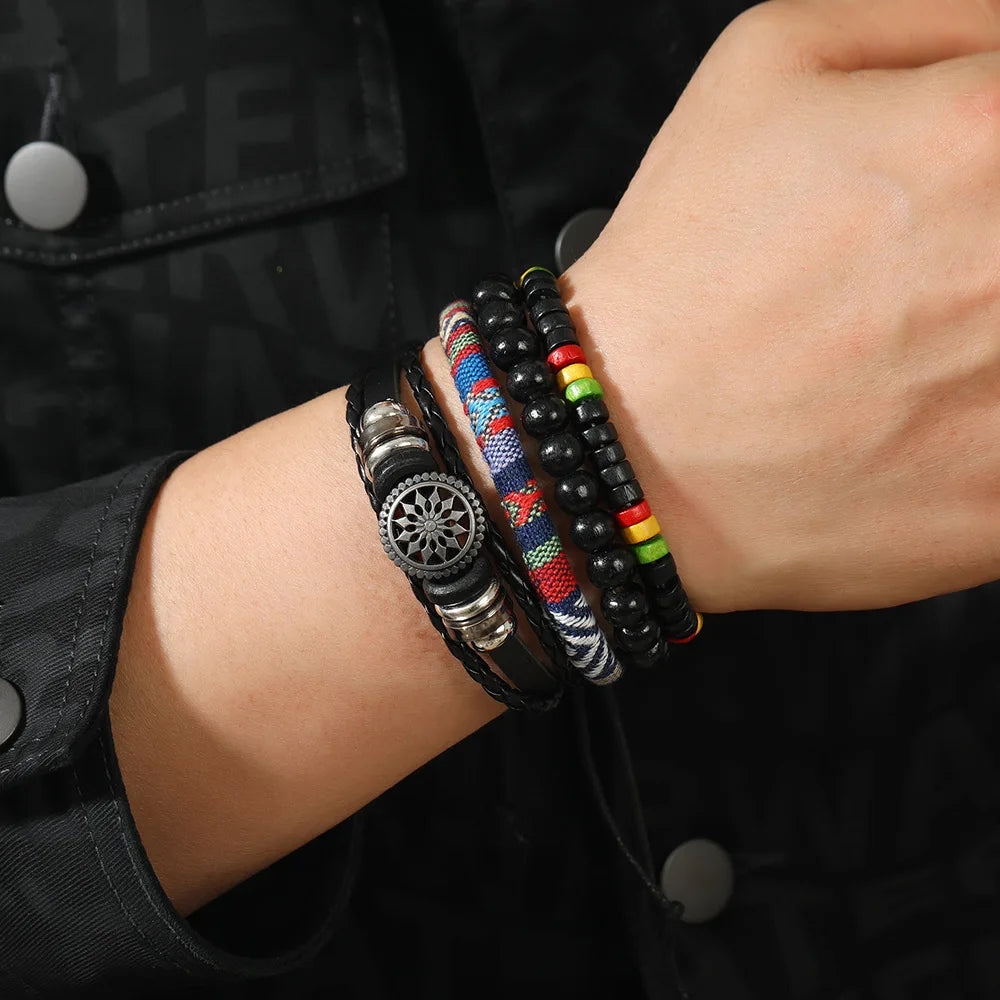 Viking Compass Leather Bracelet