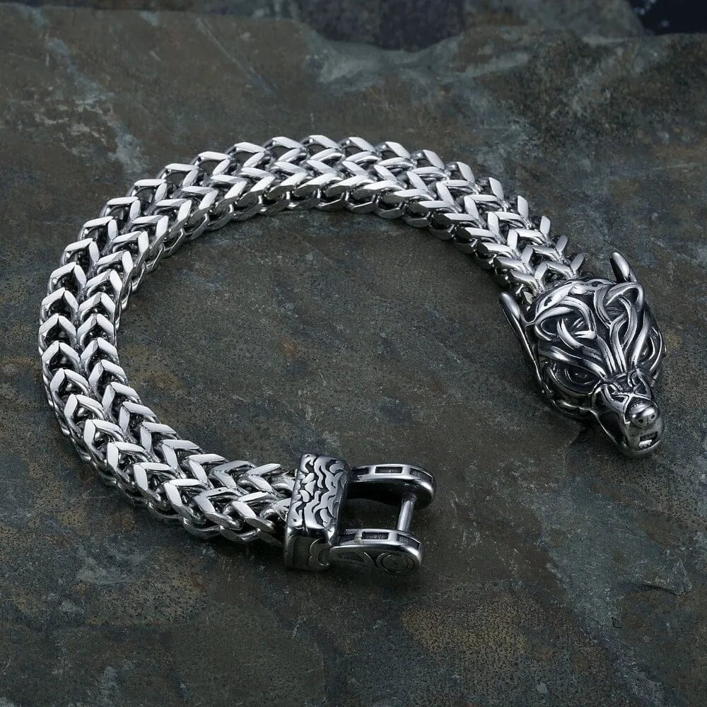 Ancestral Wolf Bracelet in Stainless Steel Bracelet Skaldic Jewelry 