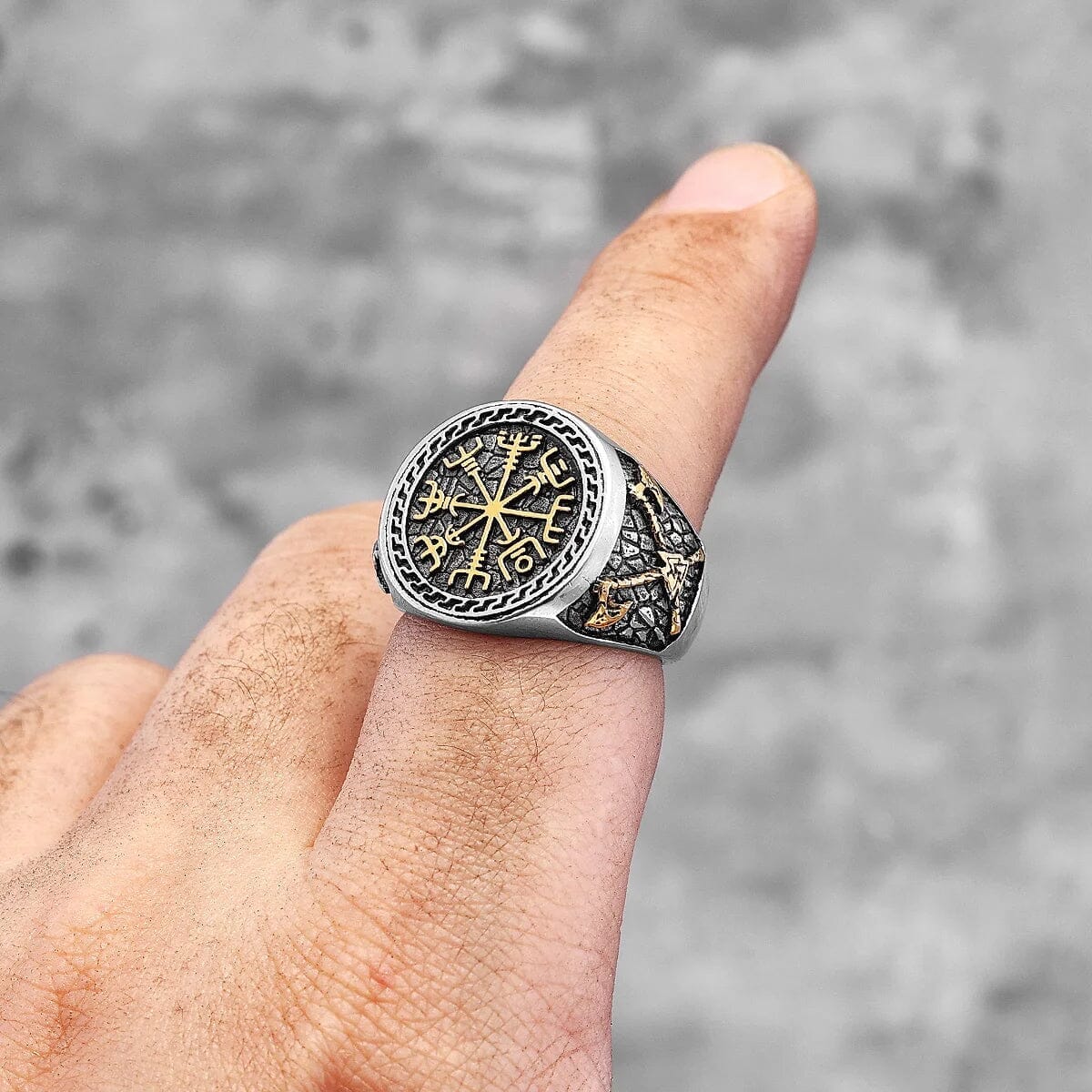 Vegvisir Rune Ring in Stainless Steel Ring Skaldic Jewelry 