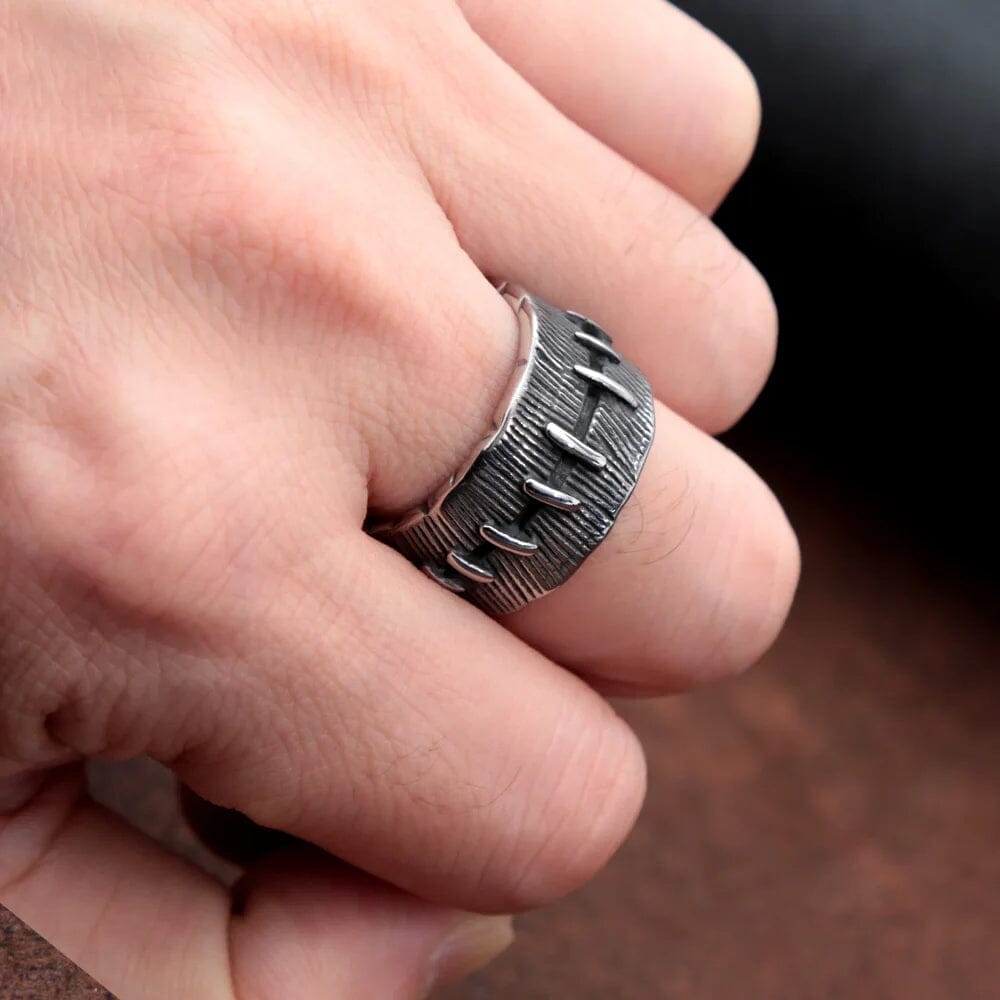 Berserker Ring – Warrior's Scars in Stainless Steel Ring [Skaldic_Jewelry] 