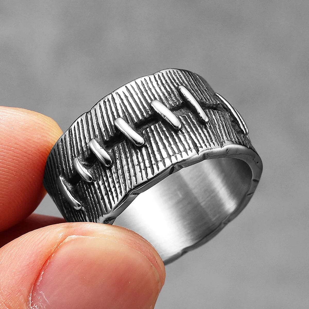 Berserker Ring – Warrior's Scars in Stainless Steel Ring [Skaldic_Jewelry] 