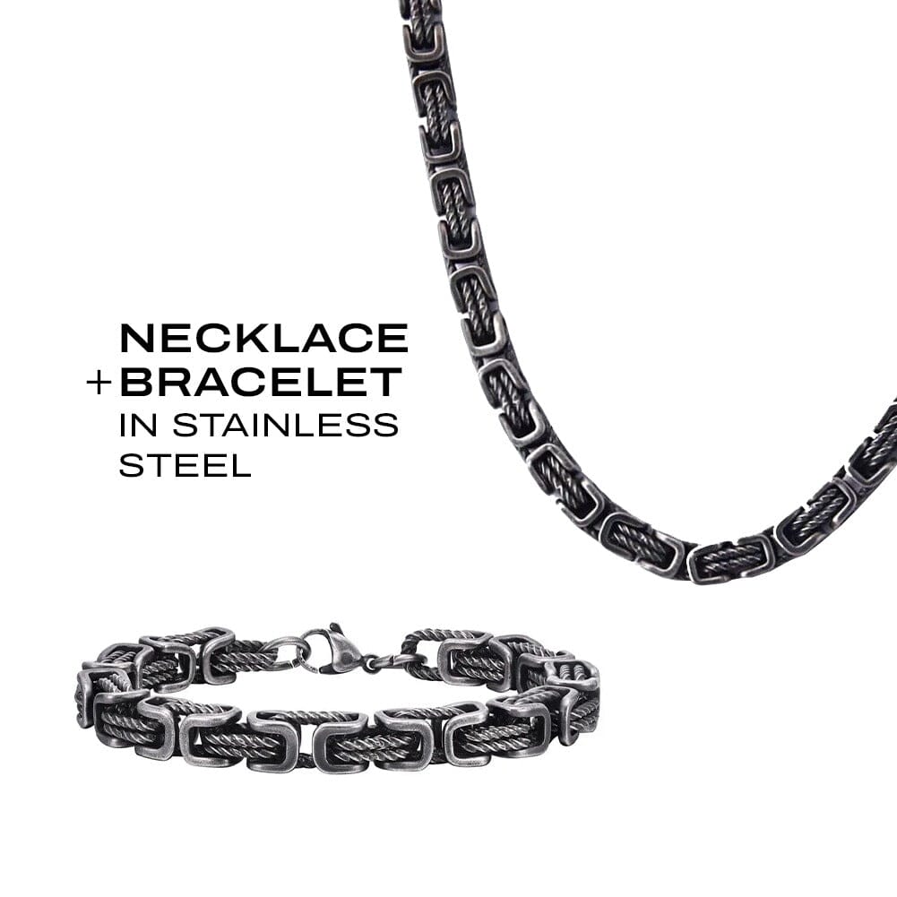 Braided Stainless Steel Set Jewelry Sets Skaldic Jewelry 24 in / 60 cm. S 