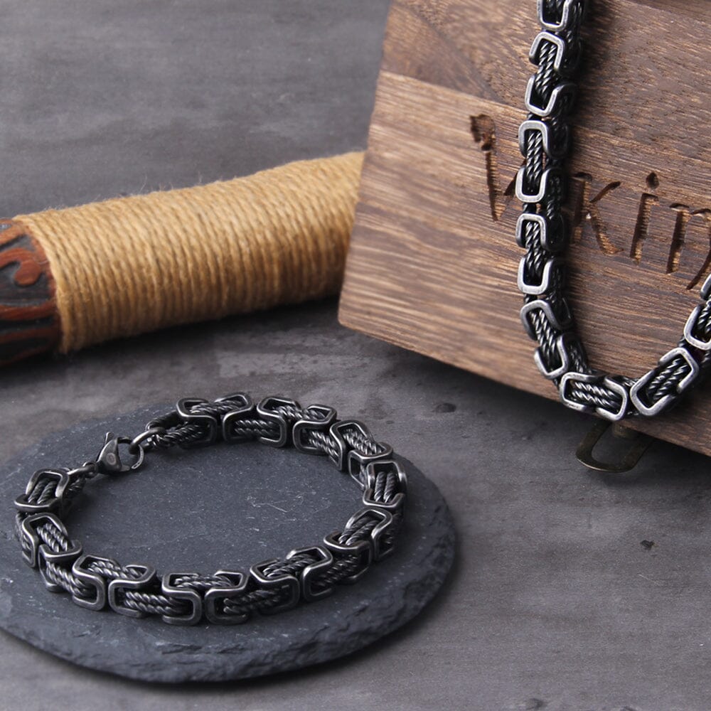 Braided Stainless Steel Set Jewelry Sets Skaldic Jewelry S 24 in / 60 cm. 