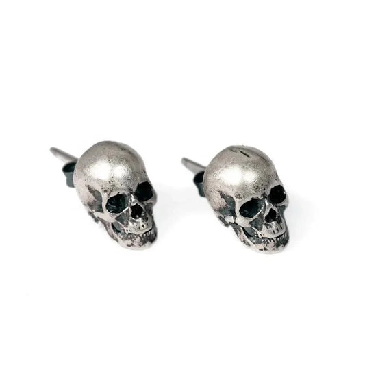 Retro Skull Stud Earring in Silver Earrings Skaldic Jewelry 