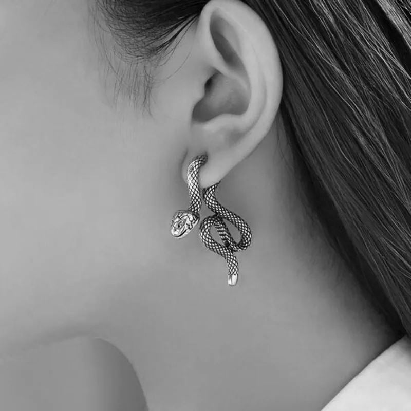 Enchanting Snake Earrings in Stainless Steel - Skaldic Jewelry Silver Earrings