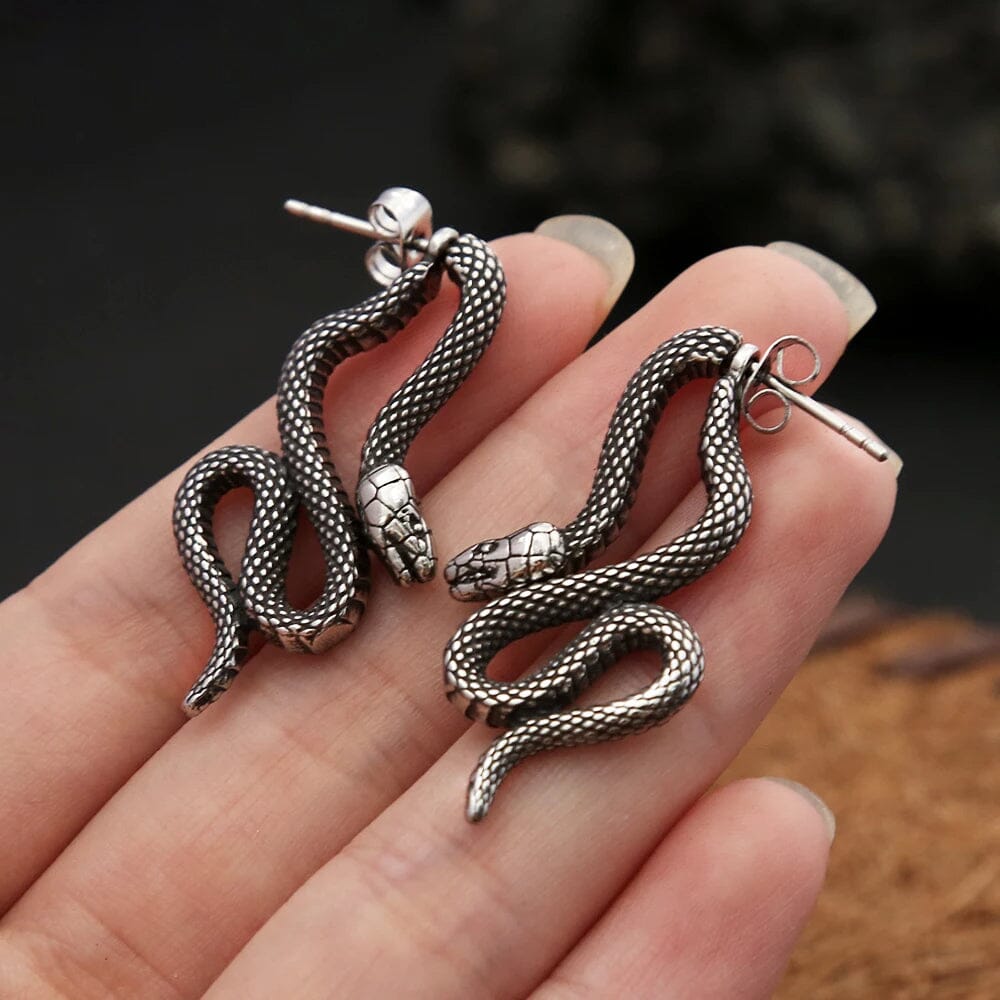 Enchanting Snake Earrings in Stainless Steel - Skaldic Jewelry Silver Earrings