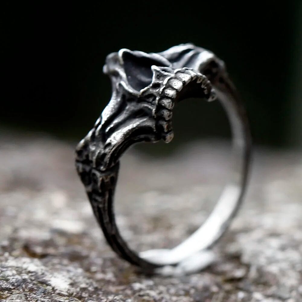 Broken Skull Aged Stainless Steel Ring Ring [Skaldic_Jewelry] 