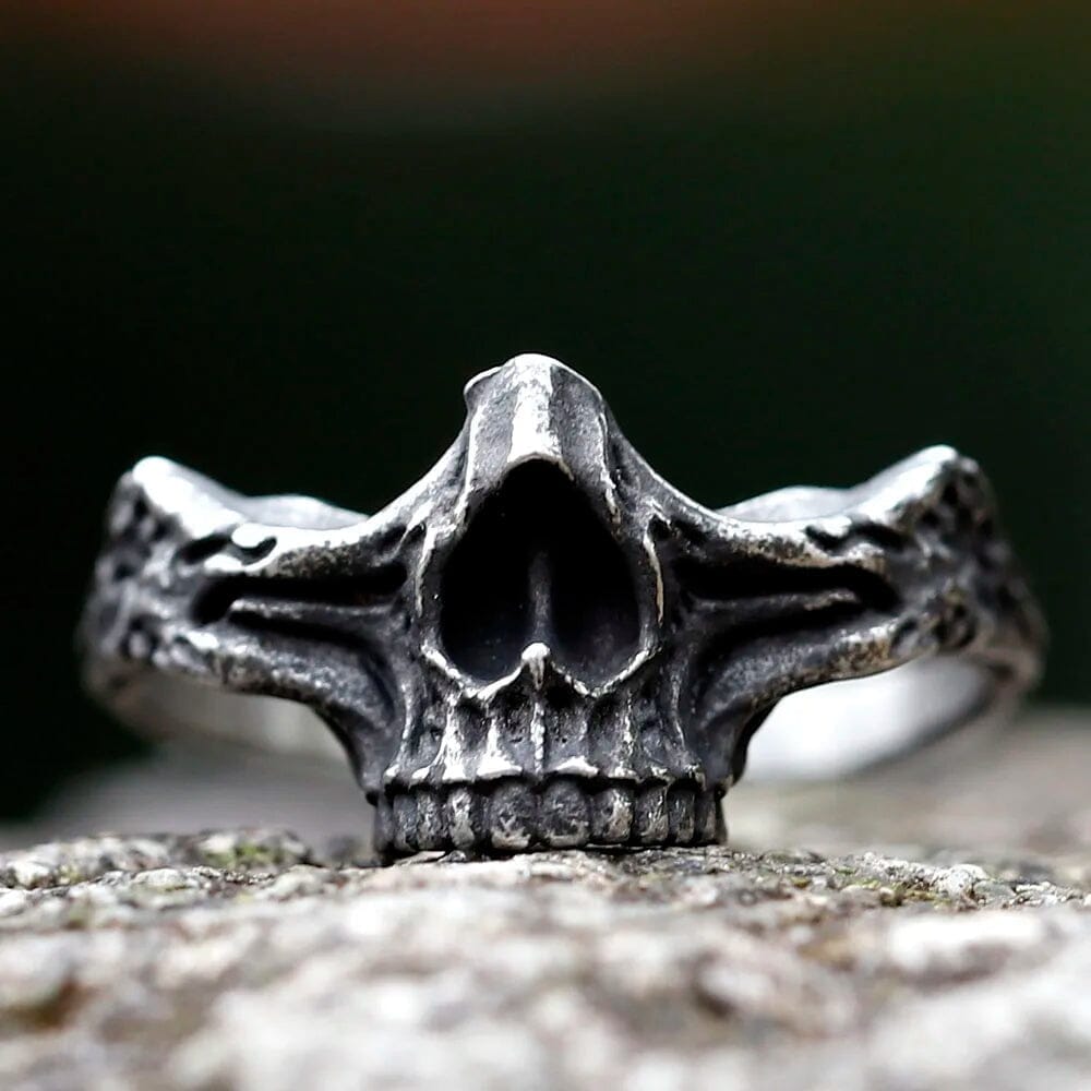 Broken Skull Aged Stainless Steel Ring Ring [Skaldic_Jewelry] 