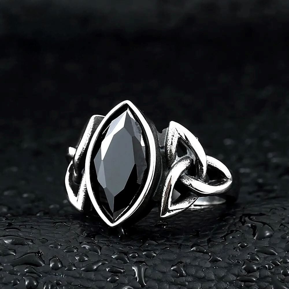 Celtic Knot Ring with Zirconia Ring [Skaldic_Jewelry] Black 7 