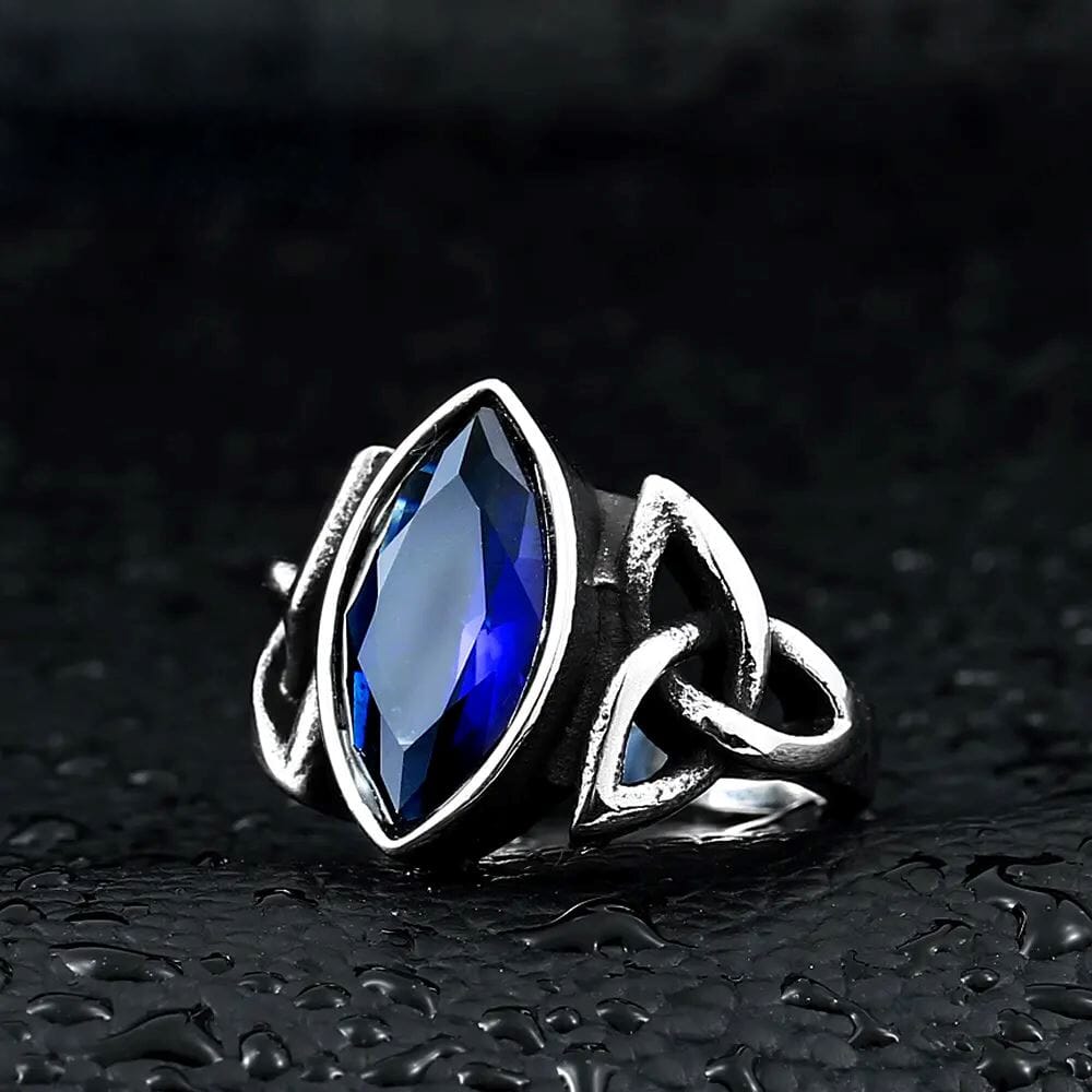 Celtic Knot Ring with Zirconia Ring [Skaldic_Jewelry] Blue 7 