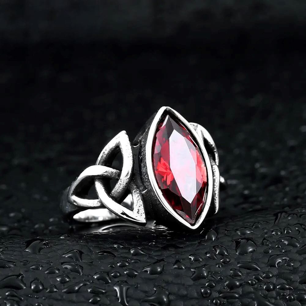 Celtic Knot Ring with Zirconia Ring [Skaldic_Jewelry] Red 7 