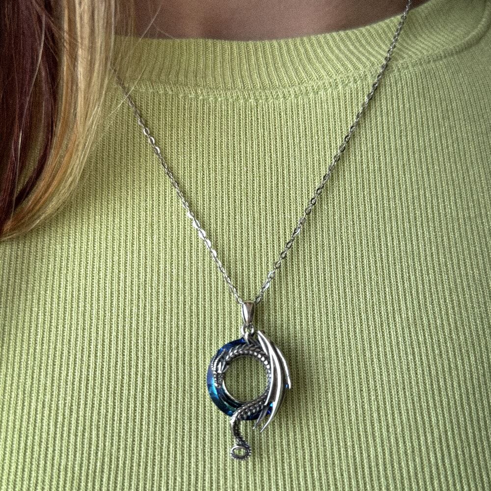 Colar Dragão de Cristal em Prata 925 Skaldic Jewelry 