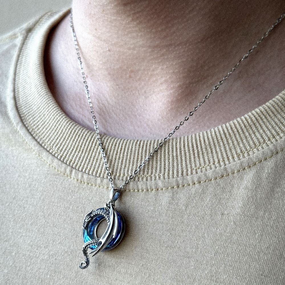 Colar Dragão de Cristal em Prata 925 Skaldic Jewelry 