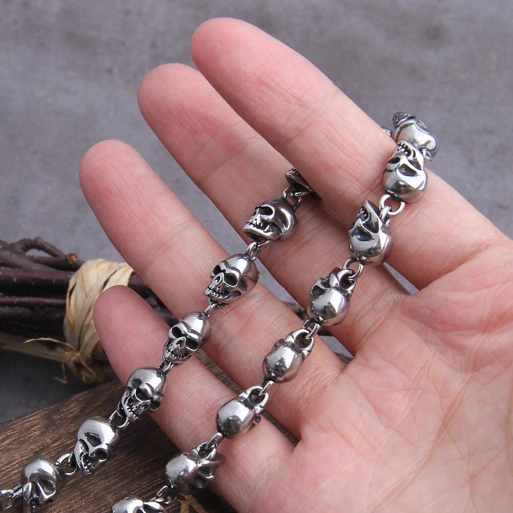 Colar Masculino de Caveiras em Aço Inoxidável Skaldic Jewelry 
