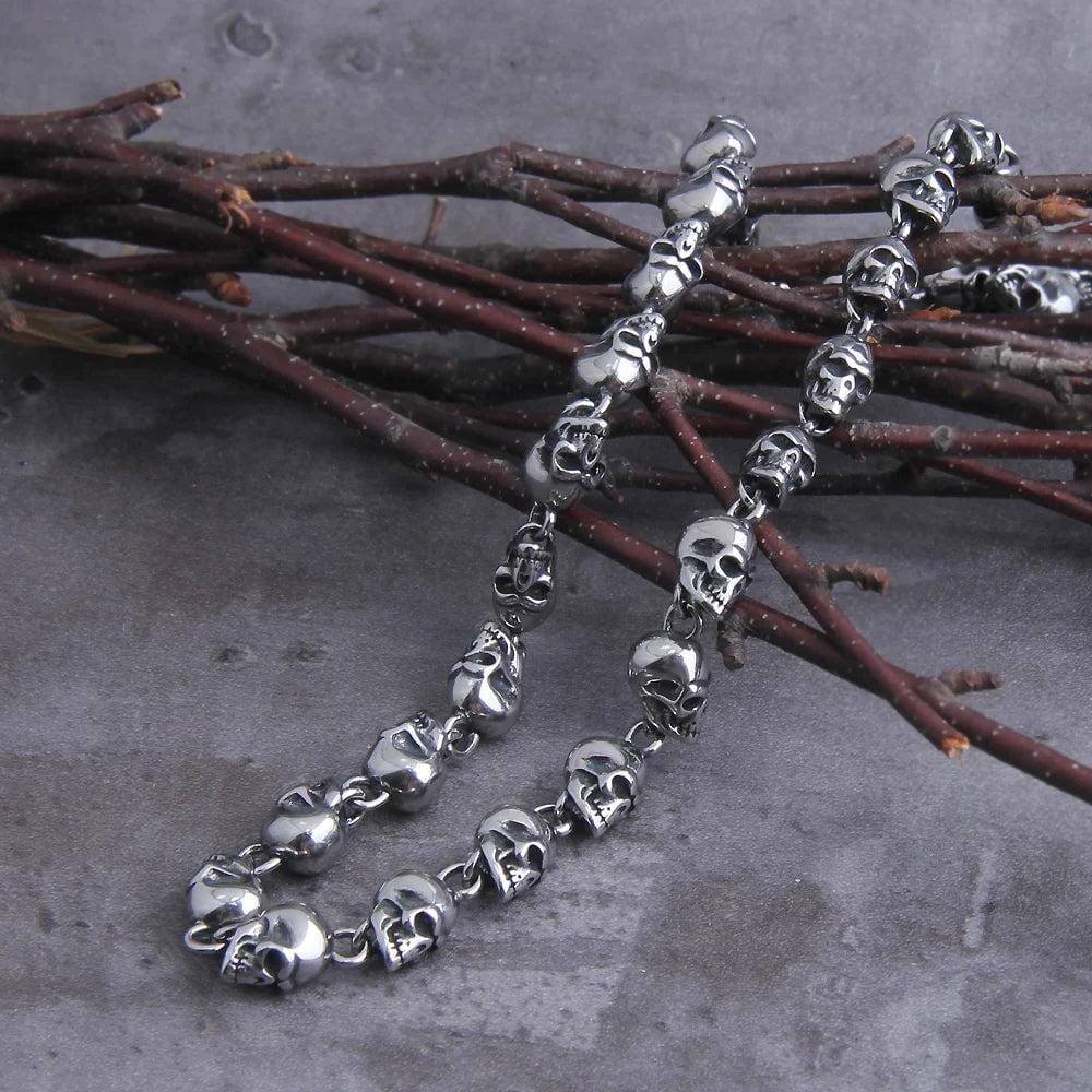 Colar Masculino de Caveiras em Aço Inoxidável Skaldic Jewelry 