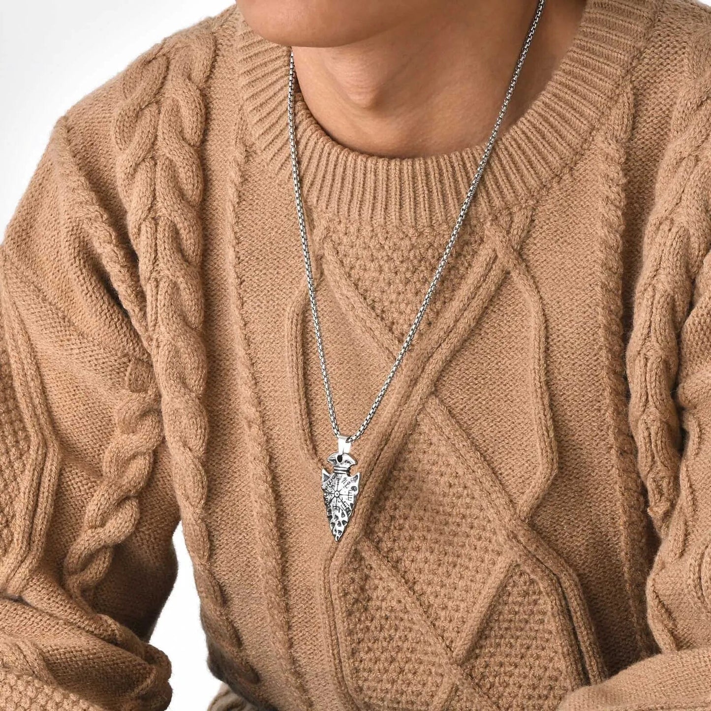 Colar Runa Vegvisir em Aço Inoxidável Skaldic Jewelry 