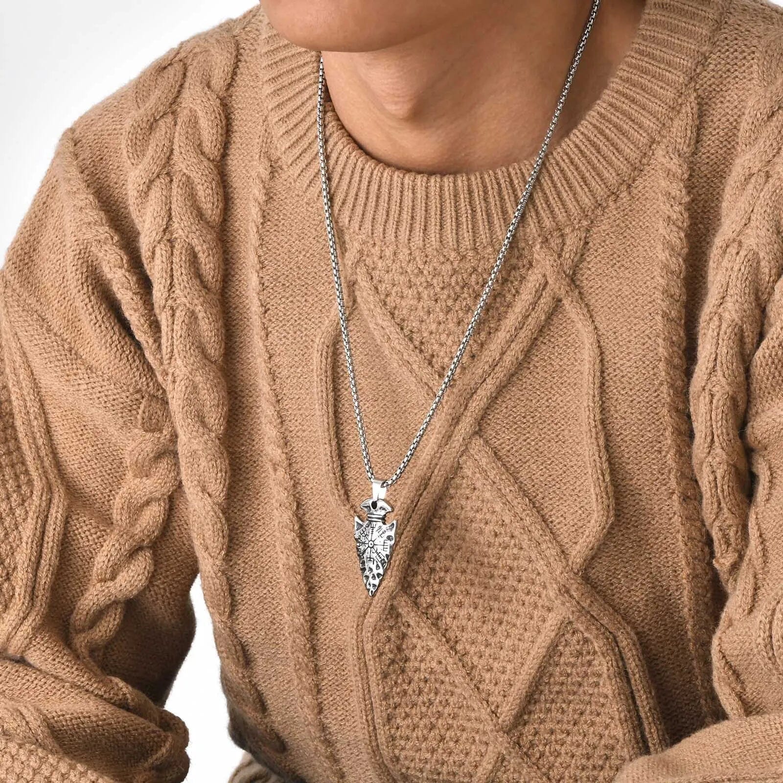 Colar Runa Vegvisir em Aço Inoxidável Skaldic Jewelry 