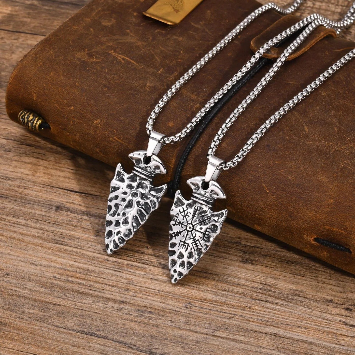 Colar Runa Vegvisir em Aço Inoxidável Skaldic Jewelry Prata 60cm 