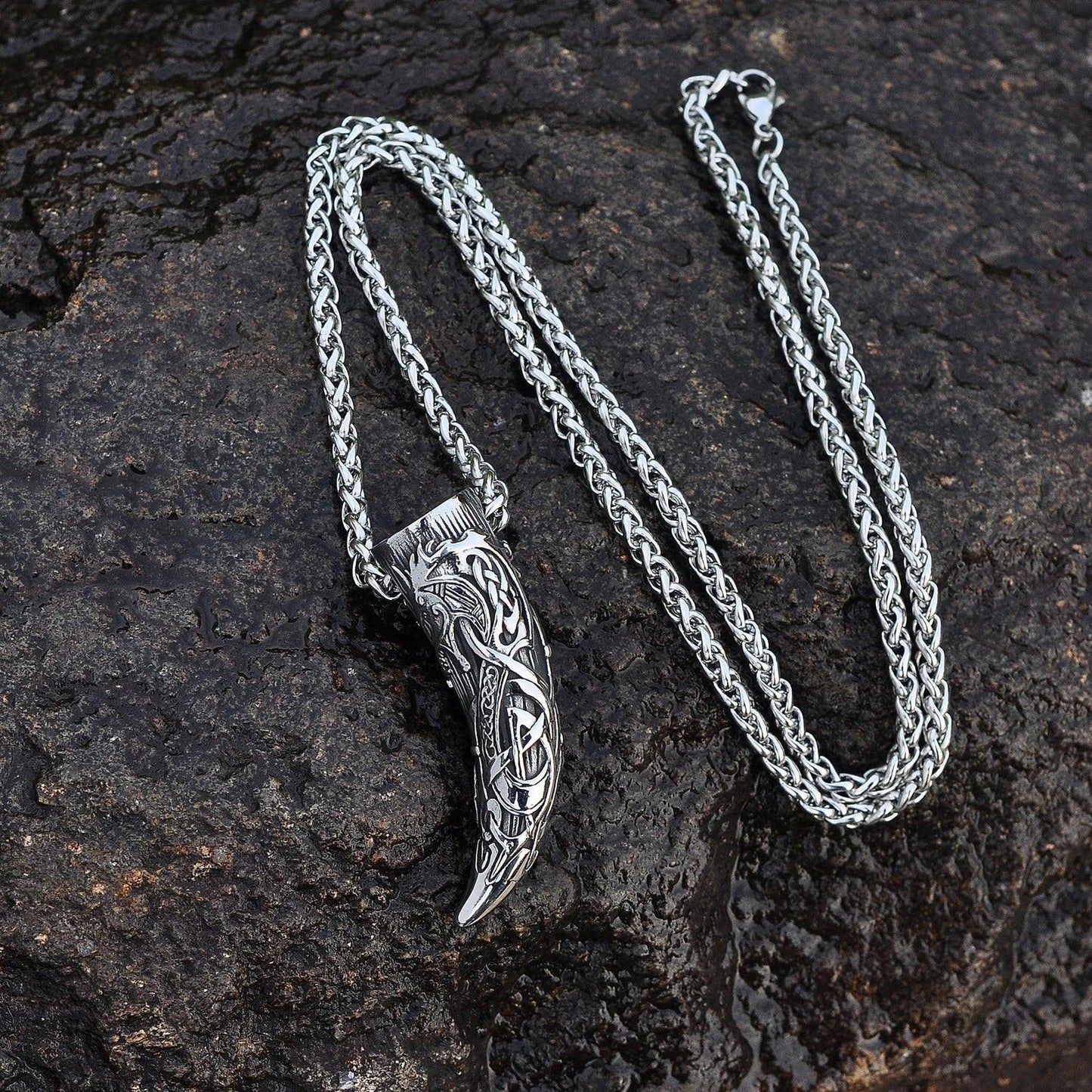 Wolf Fang Necklace in Stainless Steel - Skaldic Jewelry Default Title Necklace