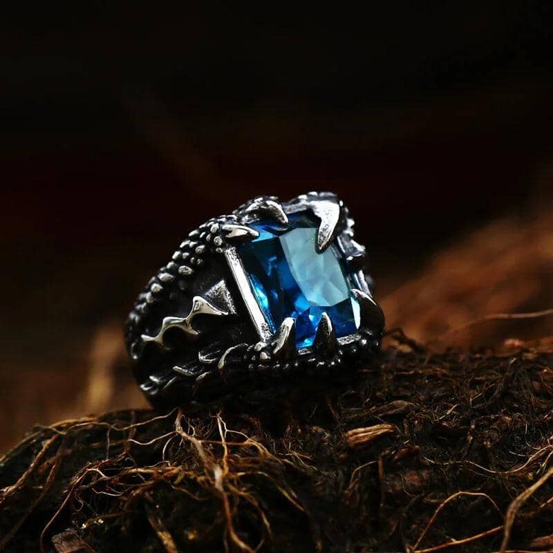 Dragon Claw Ring - Stainless Steel Mythical Power Ring [Skaldic_Jewelry] Blue 7 