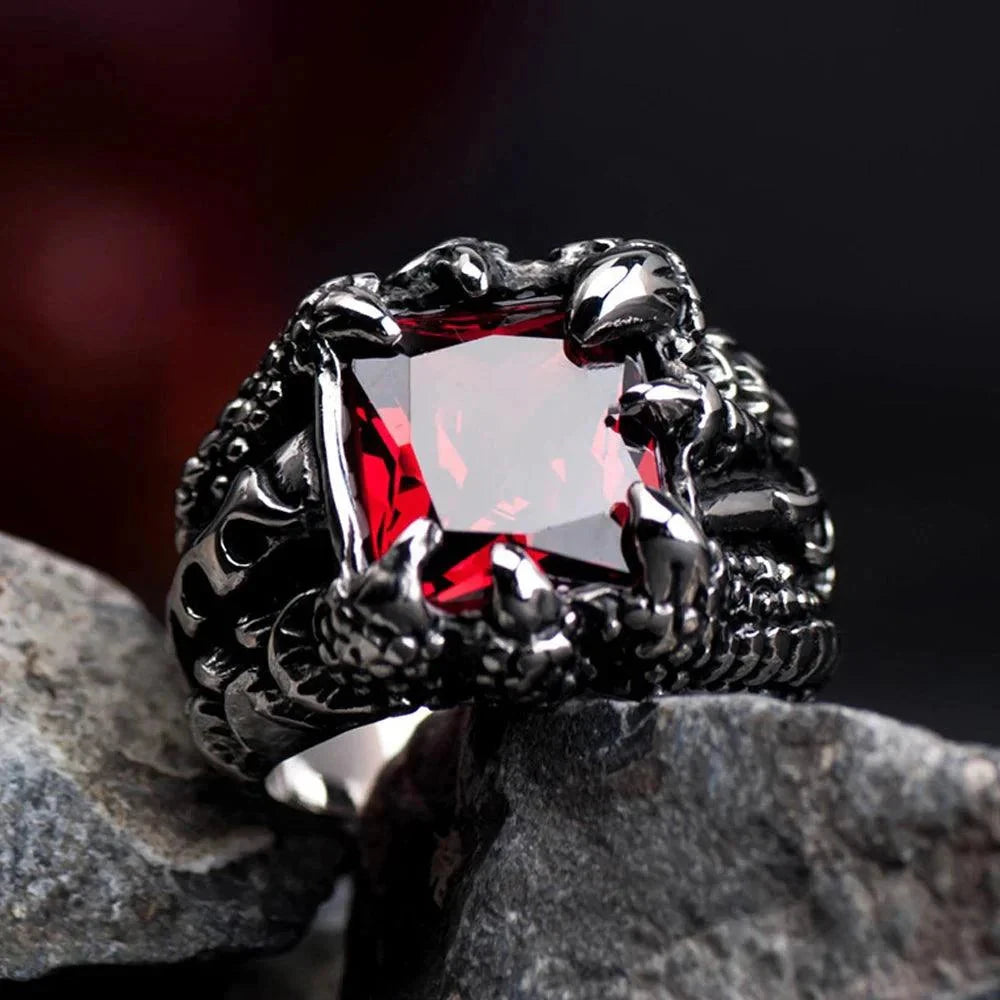 Dragon Claw Ring - Stainless Steel Mythical Power Ring [Skaldic_Jewelry] Red 7 