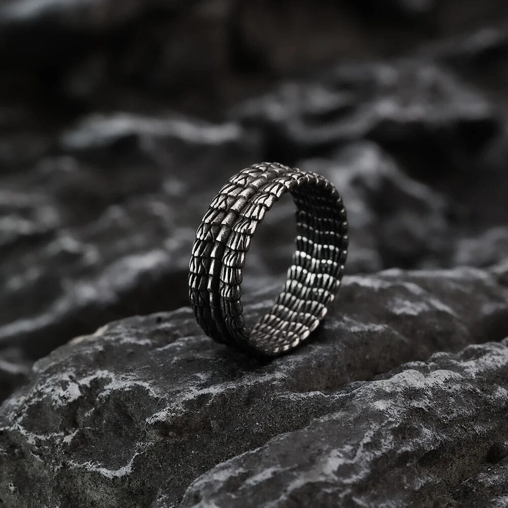 Dragon Scales Ring in Stainless Steel Ring [Skaldic_Jewelry] 