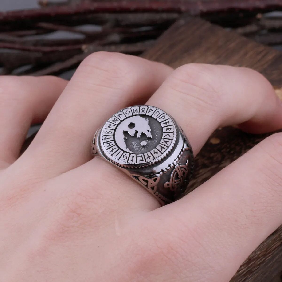 Fenrir Rune Ring in Stainless Steel Ring [Skaldic_Jewelry] 