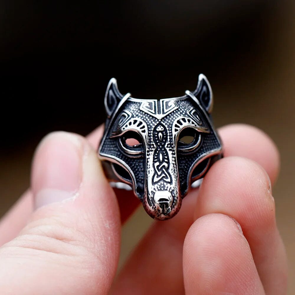 Fenrir Wolf Ring in Stainless Steel Ring [Skaldic_Jewelry] 