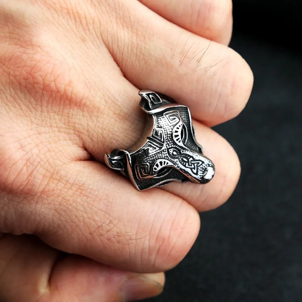 Fenrir Wolf Ring in Stainless Steel Ring [Skaldic_Jewelry] 