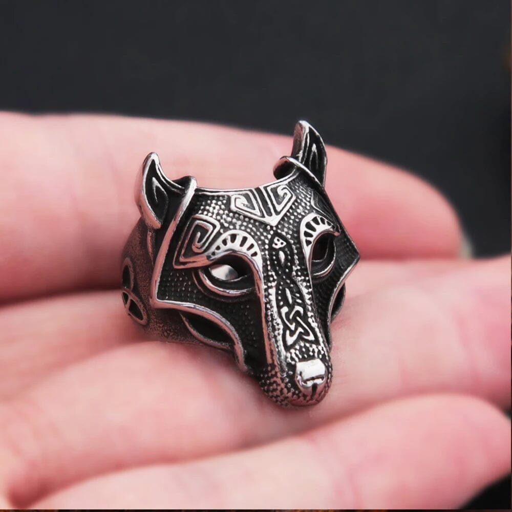 Fenrir Wolf Ring in Stainless Steel Ring [Skaldic_Jewelry] 