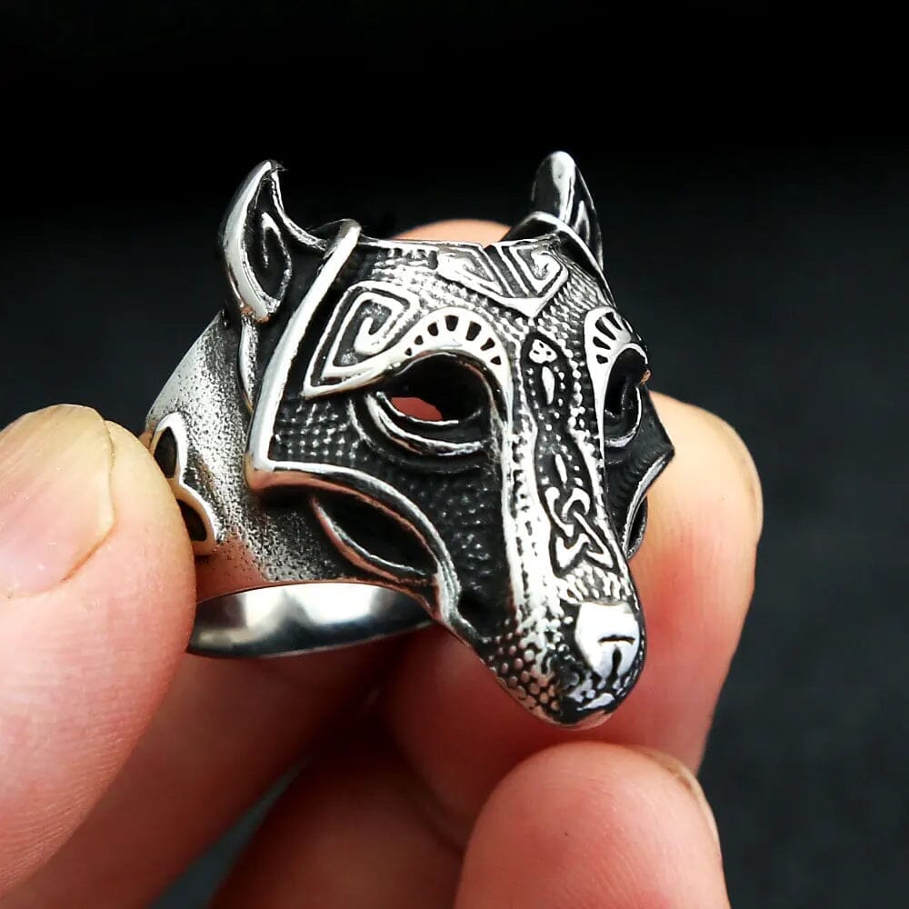 Fenrir Wolf Ring in Stainless Steel Ring [Skaldic_Jewelry] Aço Inoxidável 17 Não